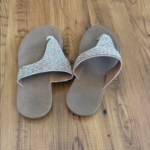 Elegant Tan Beaded Women's Sandals